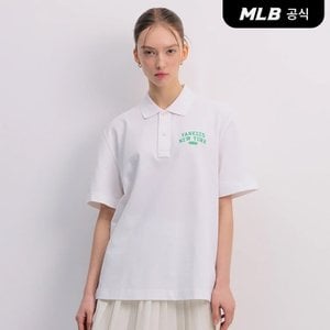 MLB [코리아공식]바시티 오버핏 카라 티셔츠 NY (Ivory)