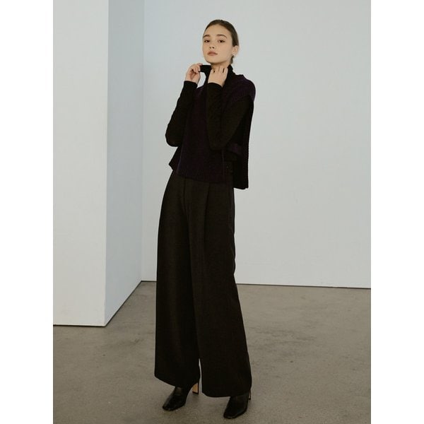 [리퍼브]Crop wool knit vest (navy)