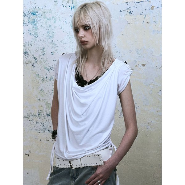 Mili Drape Half Hoodie (WHITE)