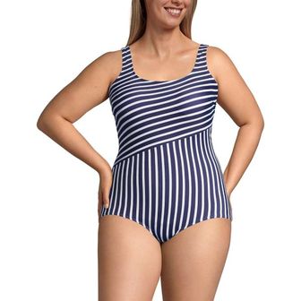  미국 제이크루 수영복 Lands End Womens Chlorine Resistant Soft Cup Tugless Sporty One Piece