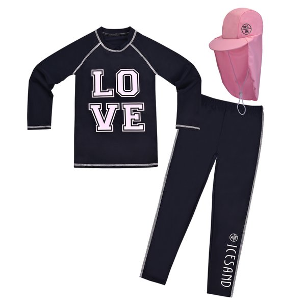 [파주점] 주니어 아동 여아 래쉬가드+플랩캡 수영복 세트  BR-30104