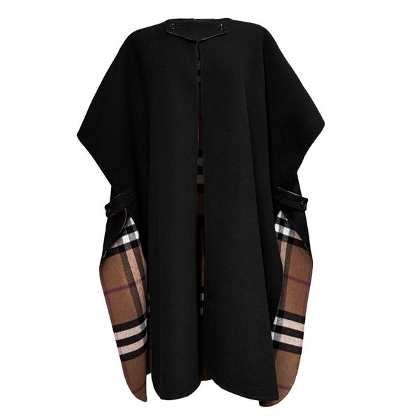숄 판초 케이프 울 81119561 블랙 버치브라운