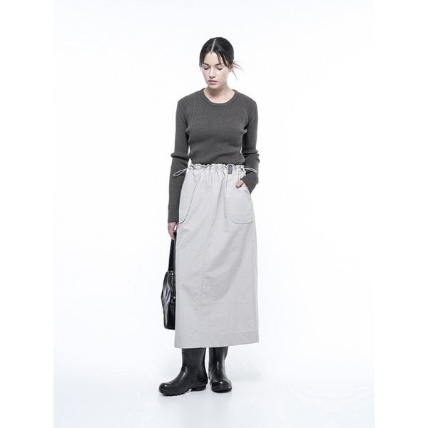 스트링 나일론 롱스커트 실버/W251SK01SV