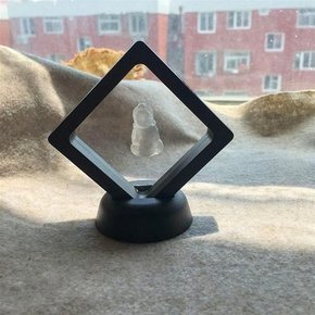 검정색  18X18cm 양면 기념콘 전시대 입체액자 프레임 투명 공중부양 플로팅 진열대 장식