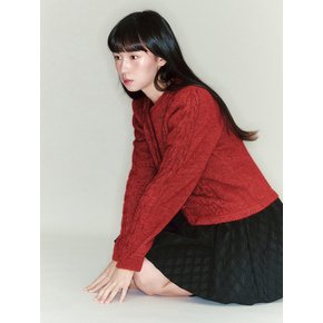 Sally Cable Knit Cardigan_red