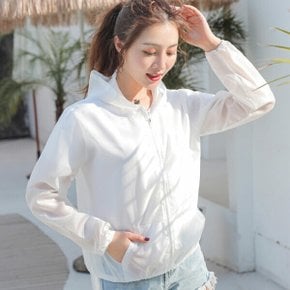 여성 여름 경량 시스루 후드 바람막이