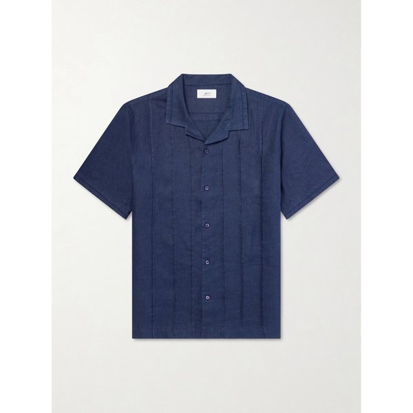 미스터 피 캠프 칼라 자수 핀턱 리넨 셔츠 46376663163009169