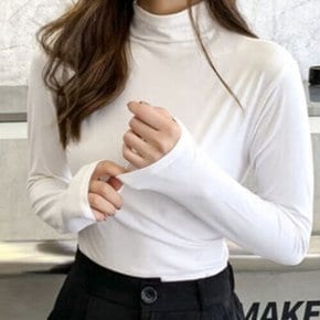 여성 베이직 목폴라 긴팔티셔츠 9칼라 데일리 스판 목폴라 이너 반목티