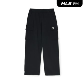 MLB [코리아공식] 베이직 스몰로고 카고 와이드팬츠 NY (Black)