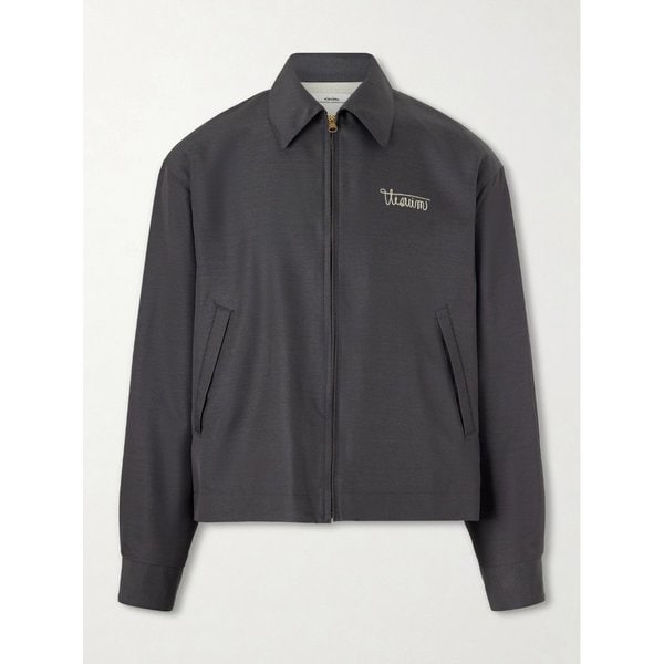 클루안 로고 자수 울 실크 블렌드 블루종 재킷 46376663162938949