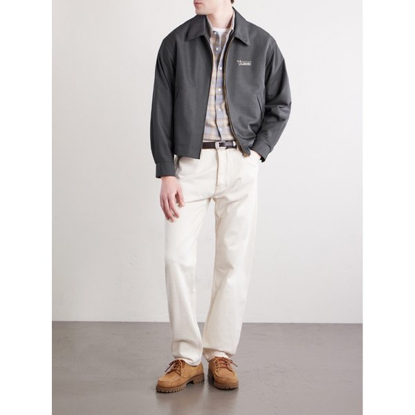 클루안 로고 자수 울 실크 블렌드 블루종 재킷 46376663162938949