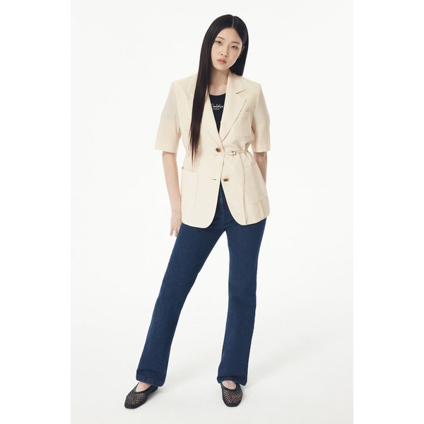 자수 레터링 벨티드 숏 슬리브 자켓 7195210100103