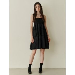 Cancan shirring mini dress - black