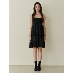 Cancan shirring mini dress - black