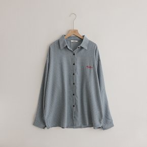 휘연 깅엄체크 자수 남방