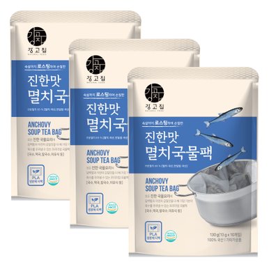 진한맛 멸치국물팩 130g 3봉 국산 멸치 다시마 국물