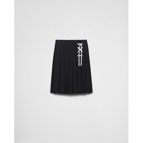 프라다 플리츠 개버딘 미디스커트