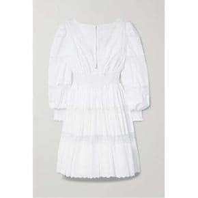 원피스 레이스 트림 코튼 블렌드 포플린 미니 드레스 22FW White