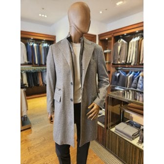 코넬리아니 [여주점] [꼬르넬리아니] 그레이 헤링본 캐시 싱글 아이덴티티 코트 (CR9CTIH05)