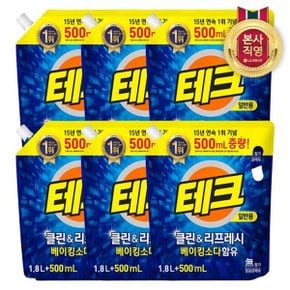 테크 클린앤리프레쉬 액체세제 일반 리필 1.8L+500ml 6개