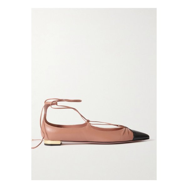 가비 레이스업 가죽 포인트 토 플랫 앤티크 로즈 1647597350201194