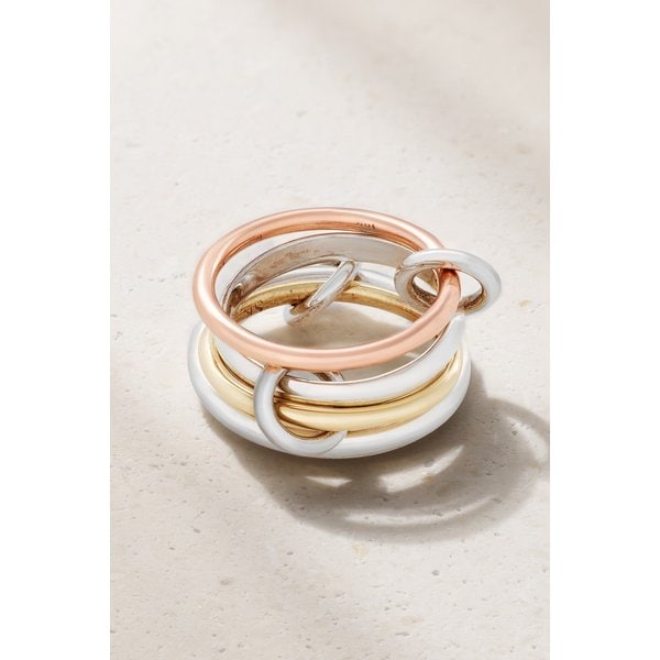 Hyacinth Set Of Four 18-karat Yellow And Rose Gold And Sterling Silver Rings 실버