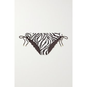 막스마라 비치웨어 시빌라 장식 지브라 프린트 비키니 브리프 브라운 1647597330153006