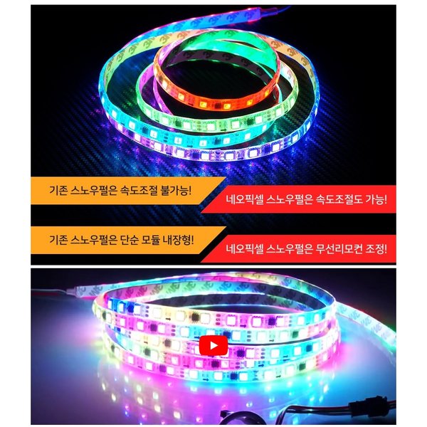 LED LED바 모듈 / RGB 네오픽셀 모드 스노우 펄 플렉시블 생활 방수 무선 리모컨 12V 24V 5M 1롤 - SSG.COM