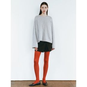 CASHMERE BLENDED CABLE KNIT TOP [4COLORS]