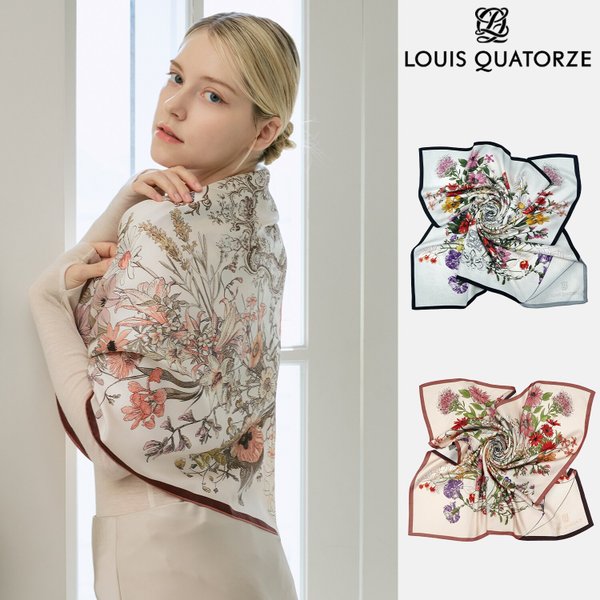 루이까또즈 로얄가든더블 실크 사각 스카프 1BSS179