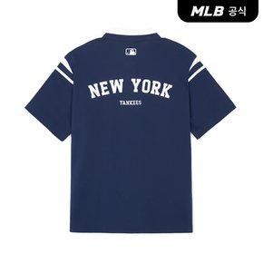 [코리아공식]바시티 어깨배색 오버핏 카라 티셔츠 NY (Navy)