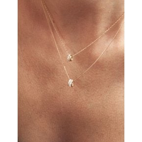 14k 바게트 채널 세팅 론델 펜던트 S (14K골드) LFP11
