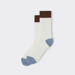 White Rib Block Socks CALAX26102WHX