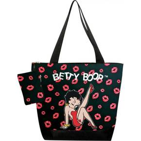 4814744 Betty Boop Womens Diaper Bag Hand Tote In Black/red Kisses