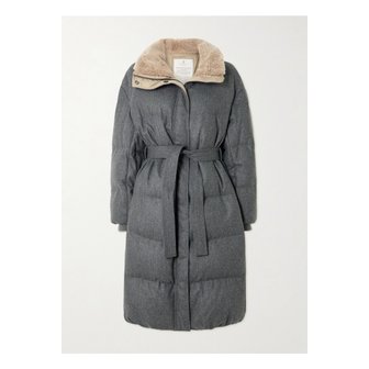 부르넬로쿠치넬리 브루넬로쿠치넬리 벨티드 퀼티드 시어링 트리밍 울 다운 재킷 다크 그레이 46376663162950507