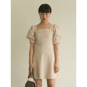 SMOCK RUFFLE DRESS_BEIGE