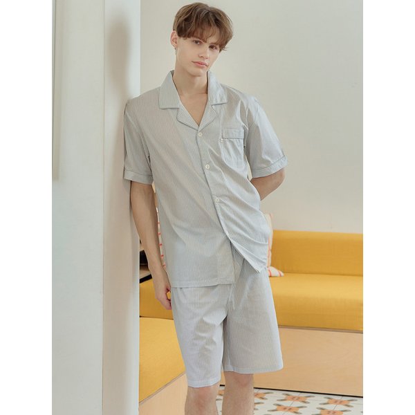 그레이ST 반팔 순면 남성 빅사이즈 잠옷 세트