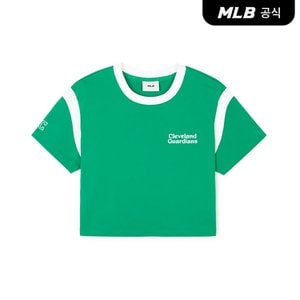 MLB [코리아공식]여성 바시티 크롭 반팔 티셔츠 CLE (Neon Green)