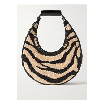 STAUD 스타우드 문 가죽 트리밍 라피아 자카드 토트 지브라 프린트 46376663162889563