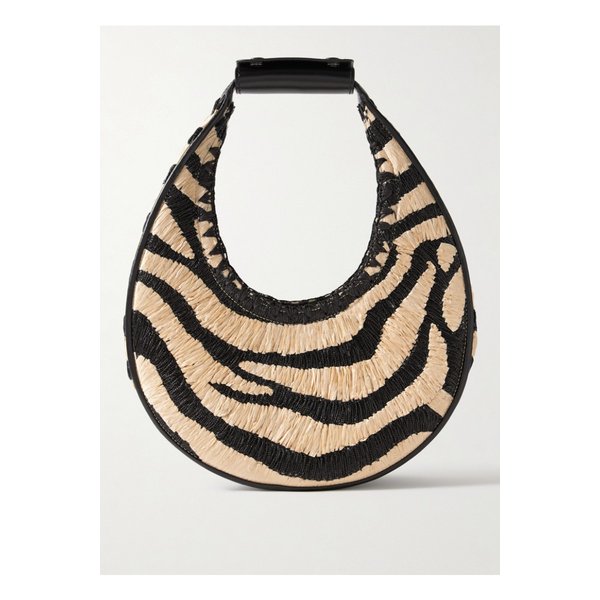 스타우드 문 가죽 트리밍 라피아 자카드 토트 지브라 프린트 46376663162889563