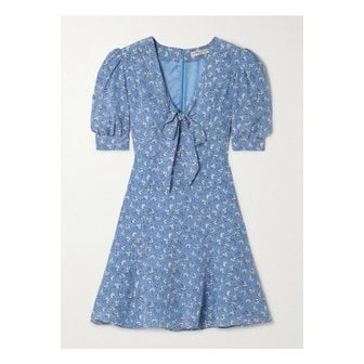 알레산드라리치 보우 플로럴 프린트 실크 크레이프 미니 원피스 1647597337501273