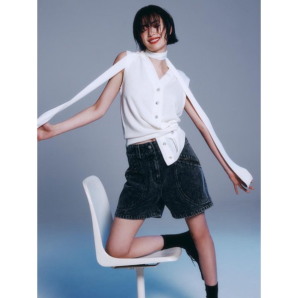 슬리브리스 니트 탑 EMP3KCD210