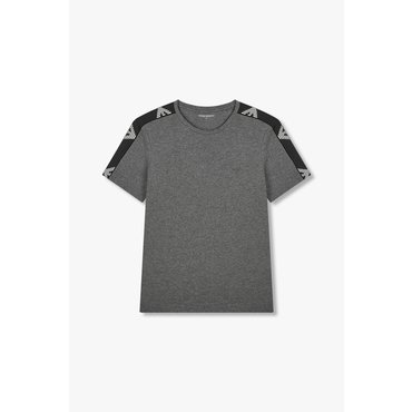 EMPORIO ARMANI 남성 스트라이프 패치 라운지 티셔츠(0815114001)
