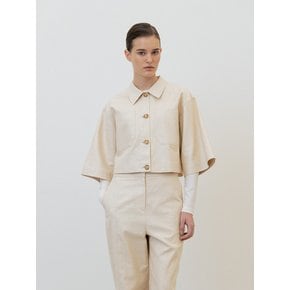 coated linen cropped jacket (ecru)