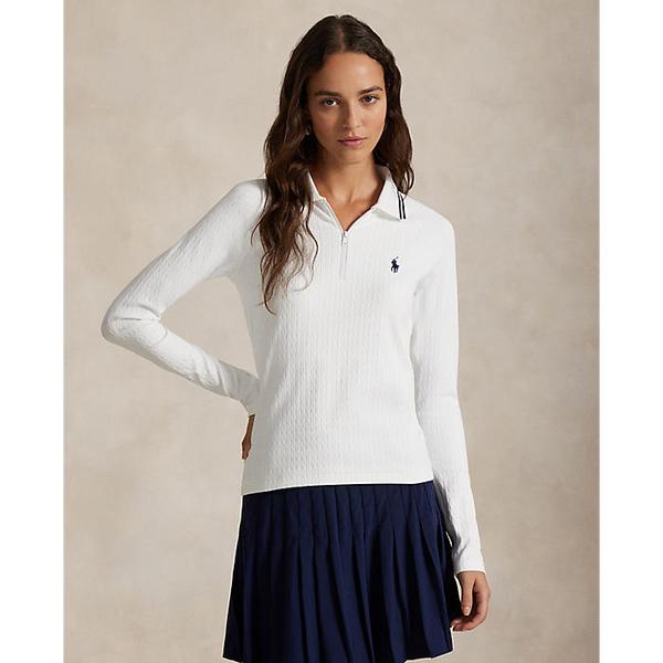 폴로 골프 여성 케이블 쿼터 지퍼 롱 슬리브 폴로(WMXGKNINC020286100)