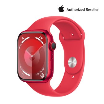 애플 애플워치 9 셀룰러 45mm (PRODUCT)RED 알루미늄 케이스, 스포츠밴드 (S/M) MRYE3KH/A