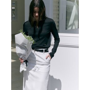 BACK SLIT MAXI SKIRT (off white)