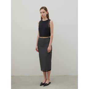 Oganza Silk Layered Midi Skirt Charcoal