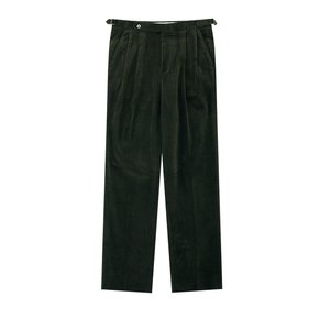 Corduroy adjust 2Pleats relaxed Trousers (Green)