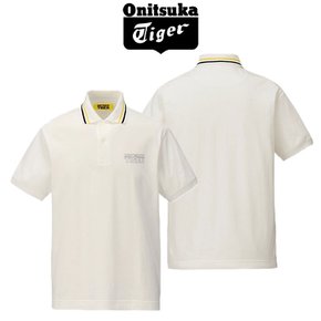 오니츠카타이거 남녀 공용 로고 프린트 폴로 반팔 티셔츠 화이트 2181B024.700